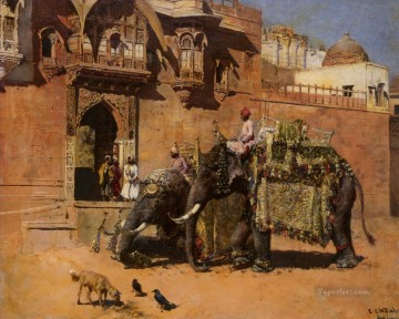 Edwin Lord Weeks Elefanten im Palast von jodhpore Ölgemälde